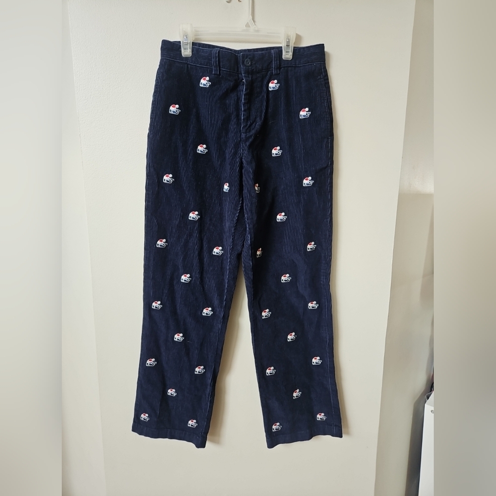 Vineyard Vines Corduroy Pants Young Men Sz 16 28x28 Navy Christmas Whale Holiday